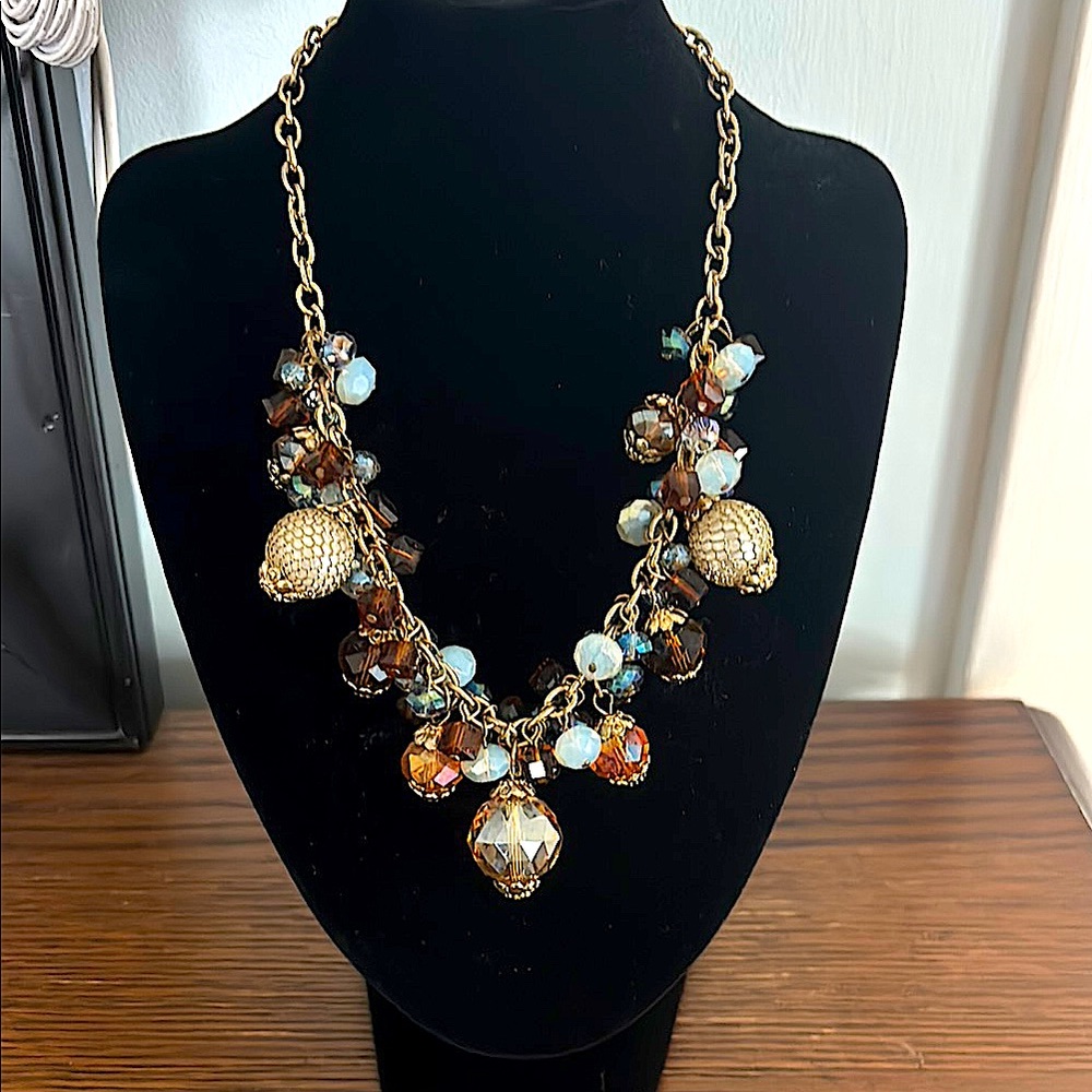 Elegant Gold and Brown Beaded Necklace
